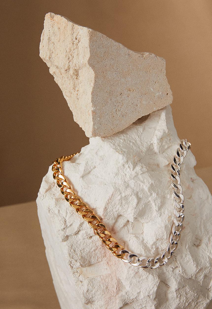 MANGO - Mixed link collar - gold