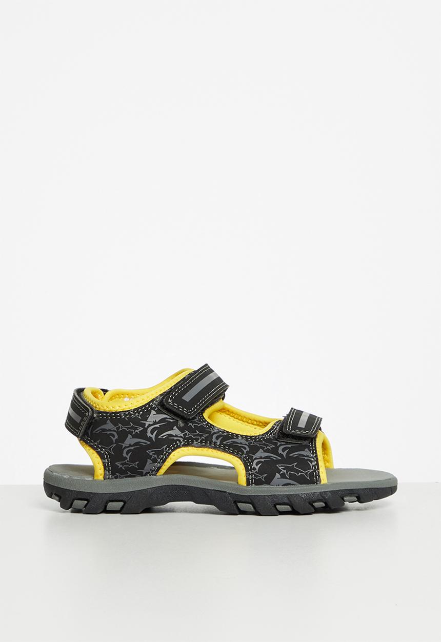 Pop Candy - Boys sandals - grey & yellow