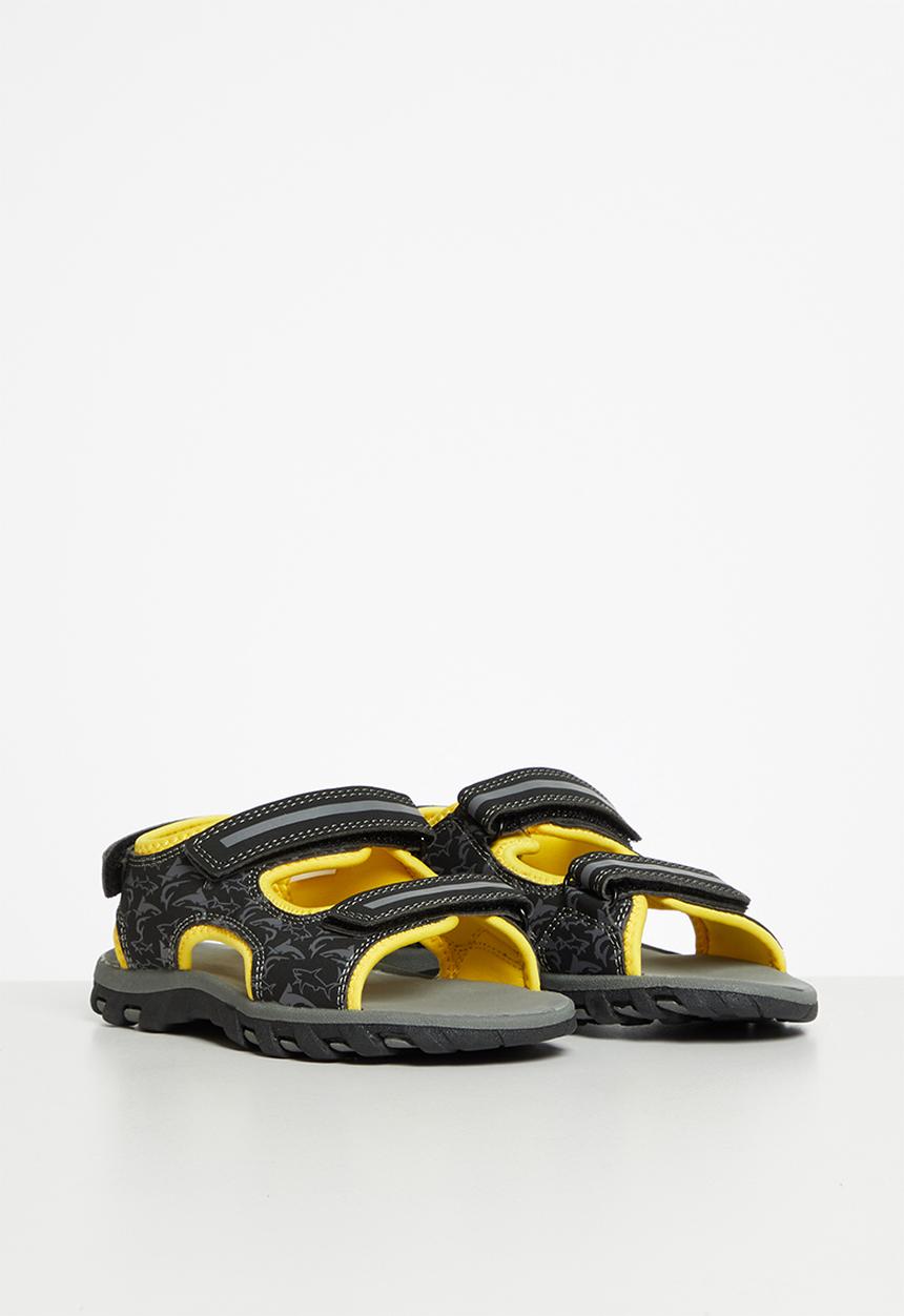 Pop Candy - Boys sandals - grey & yellow