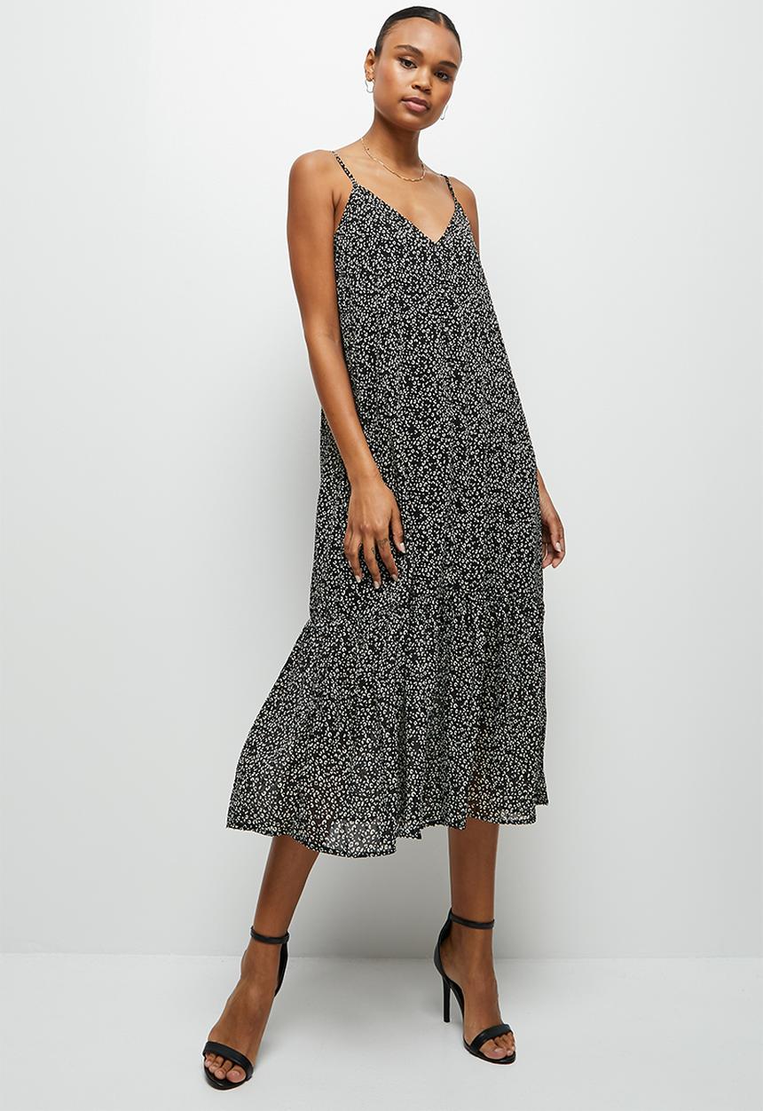 MILLA - Drop waist cami midi dress - black 