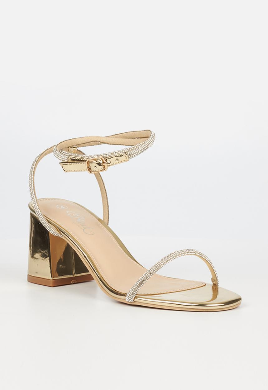 Miss Black - Bardot1 block heel - gold