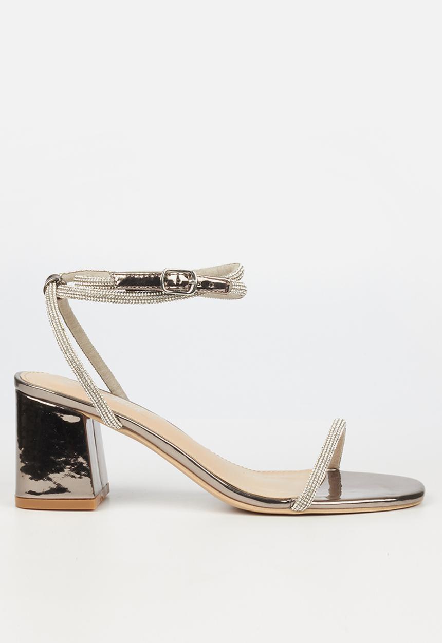 Miss Black - Bardot1 block heel - pewter