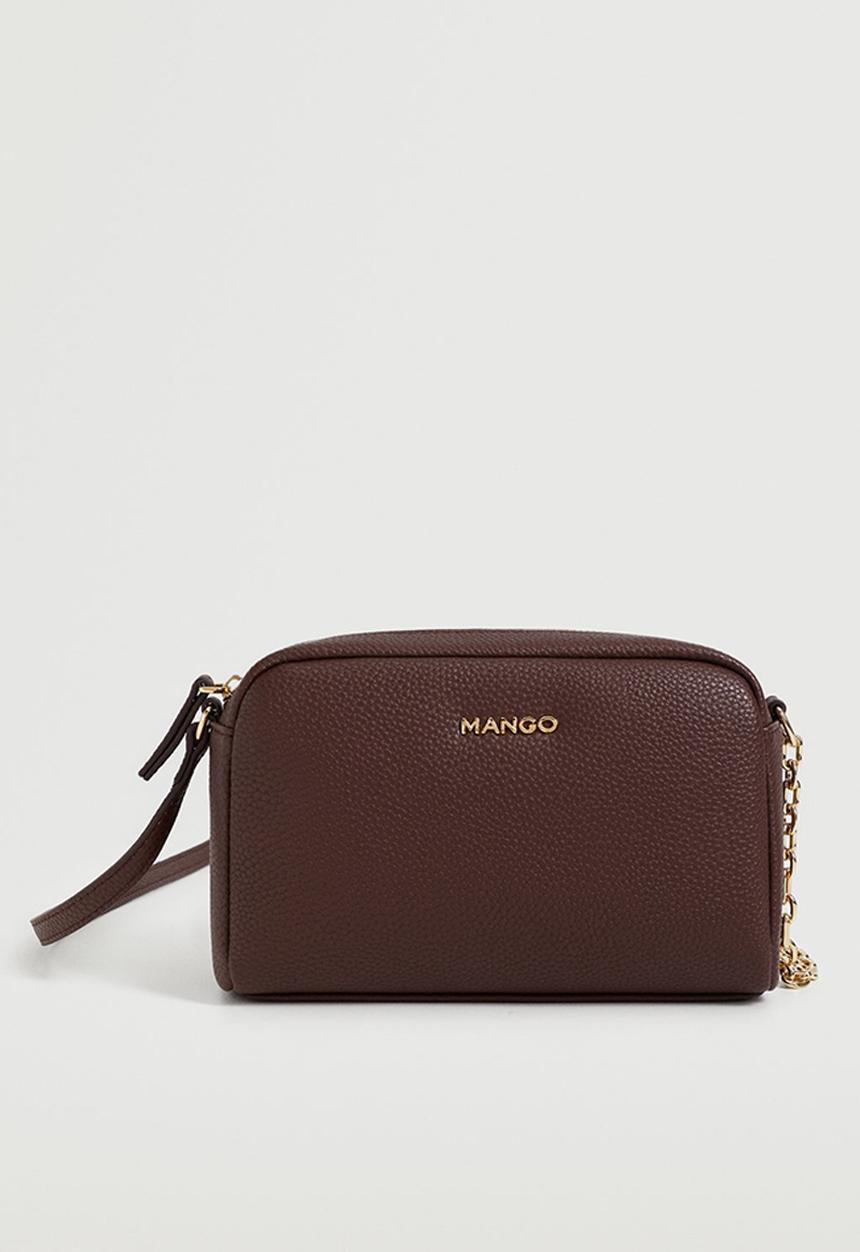 MANGO - Pebbled effect crossbody bag - burgundy