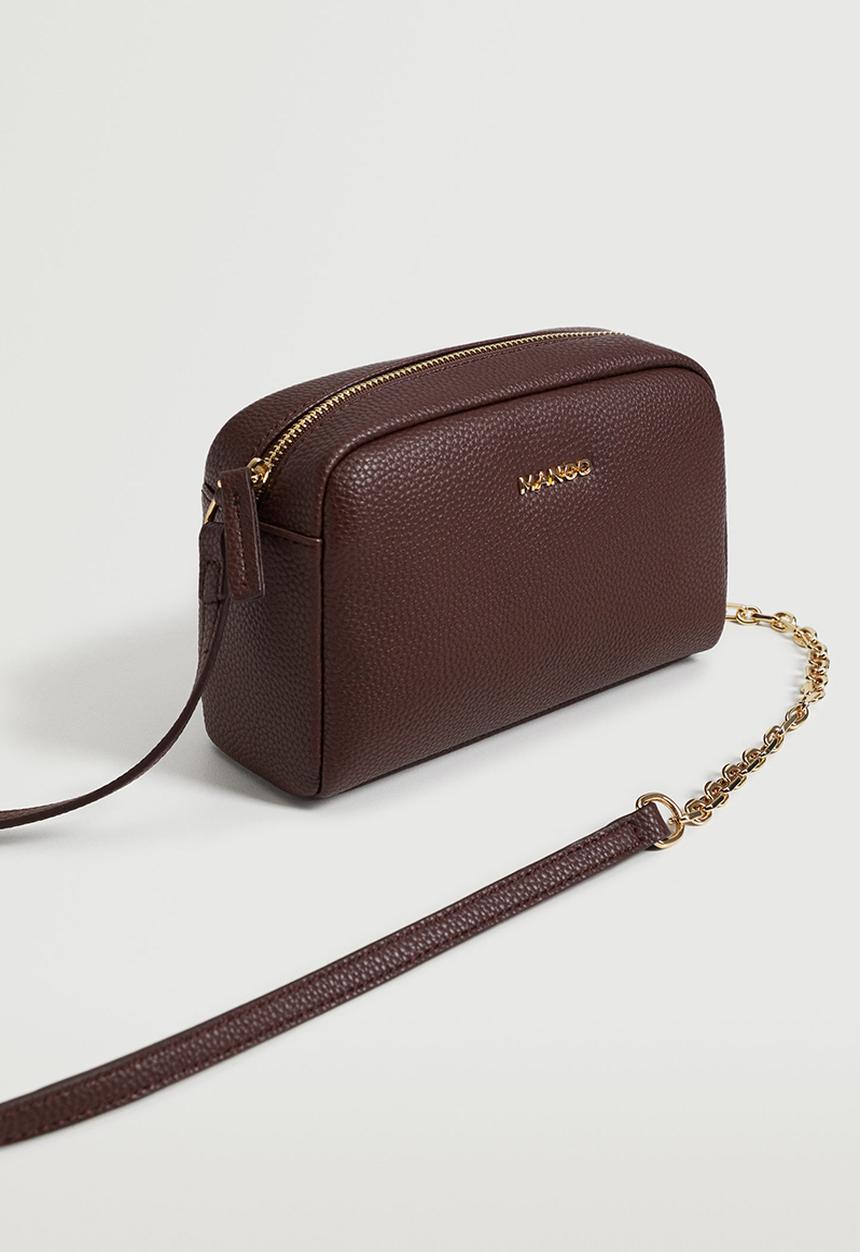 MANGO - Pebbled effect crossbody bag - burgundy