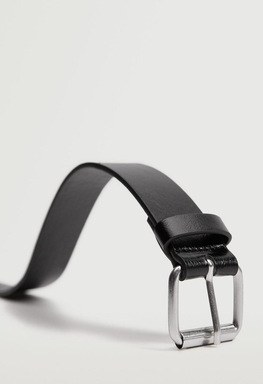 MANGO - Square buckle belt - black