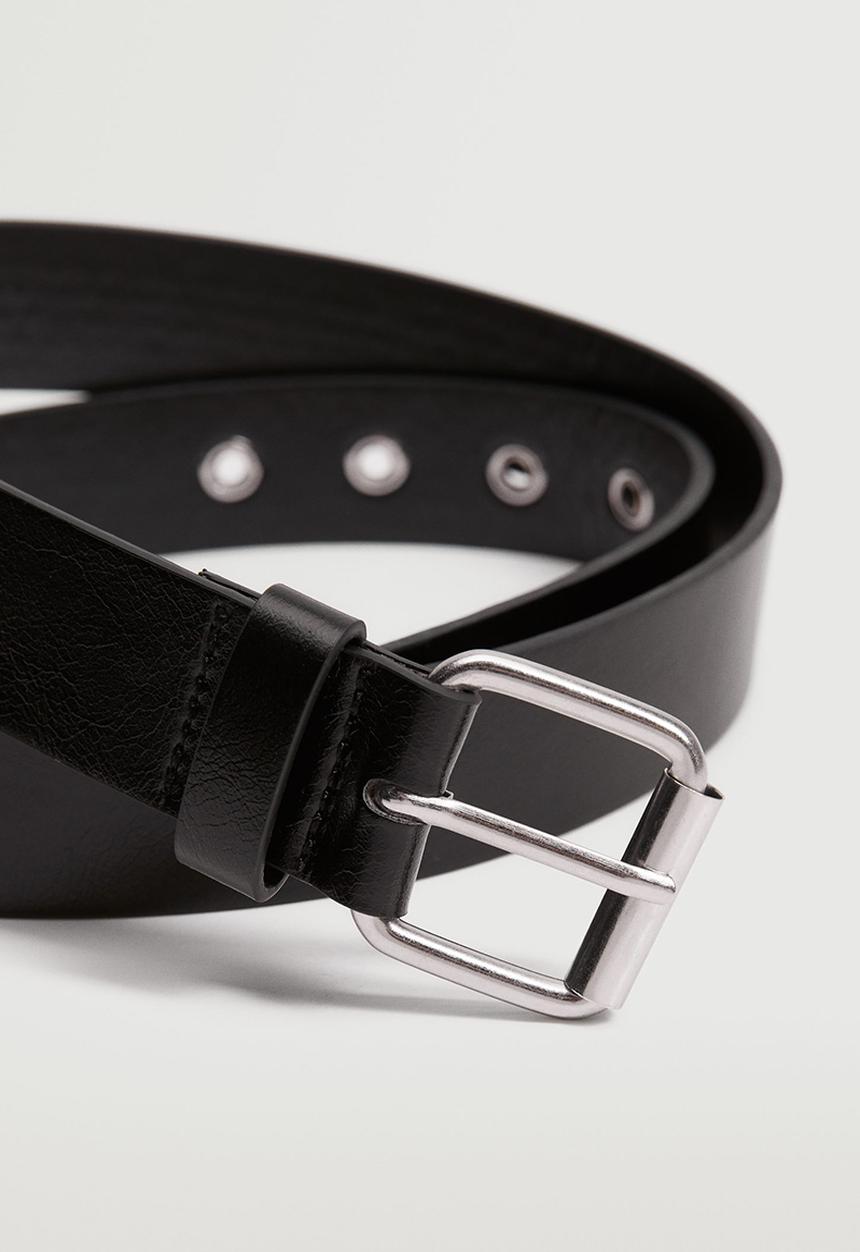 MANGO - Square buckle belt - black