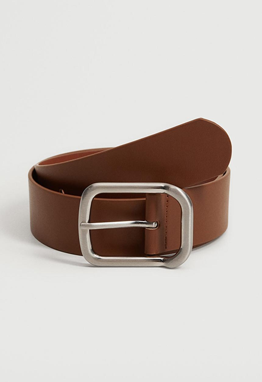 MANGO - Metal buckle belt - brown