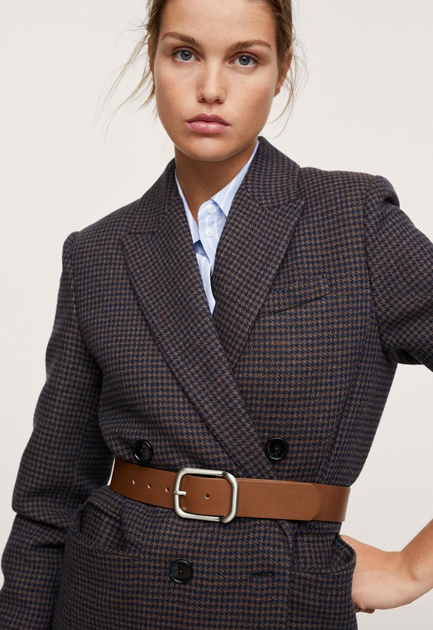 MANGO - Metal buckle belt - brown