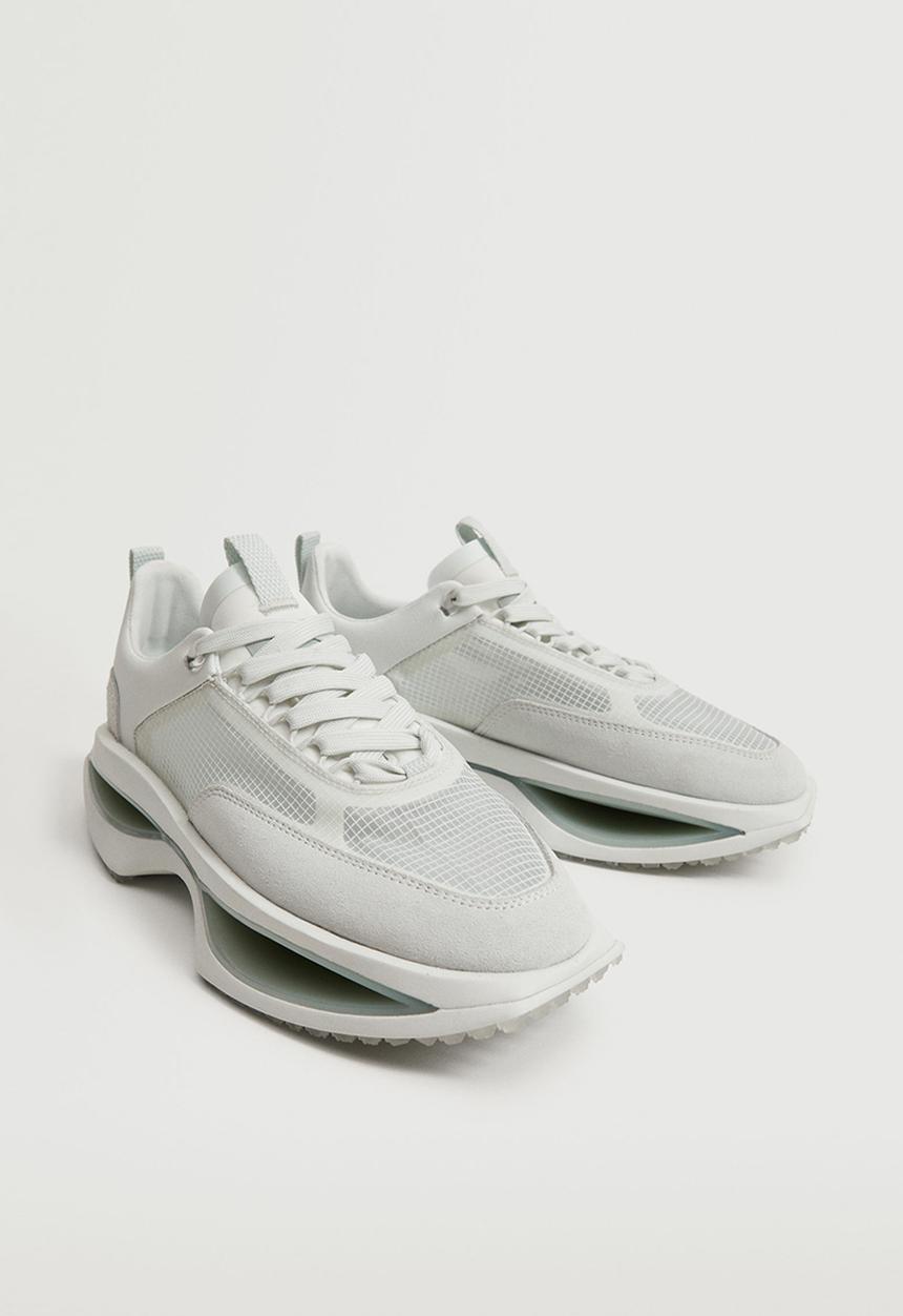 MANGO - Iconic leather sneaker - turquoise / aqua
