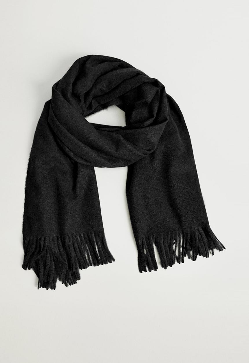 MANGO - Fringed edge scarf - black