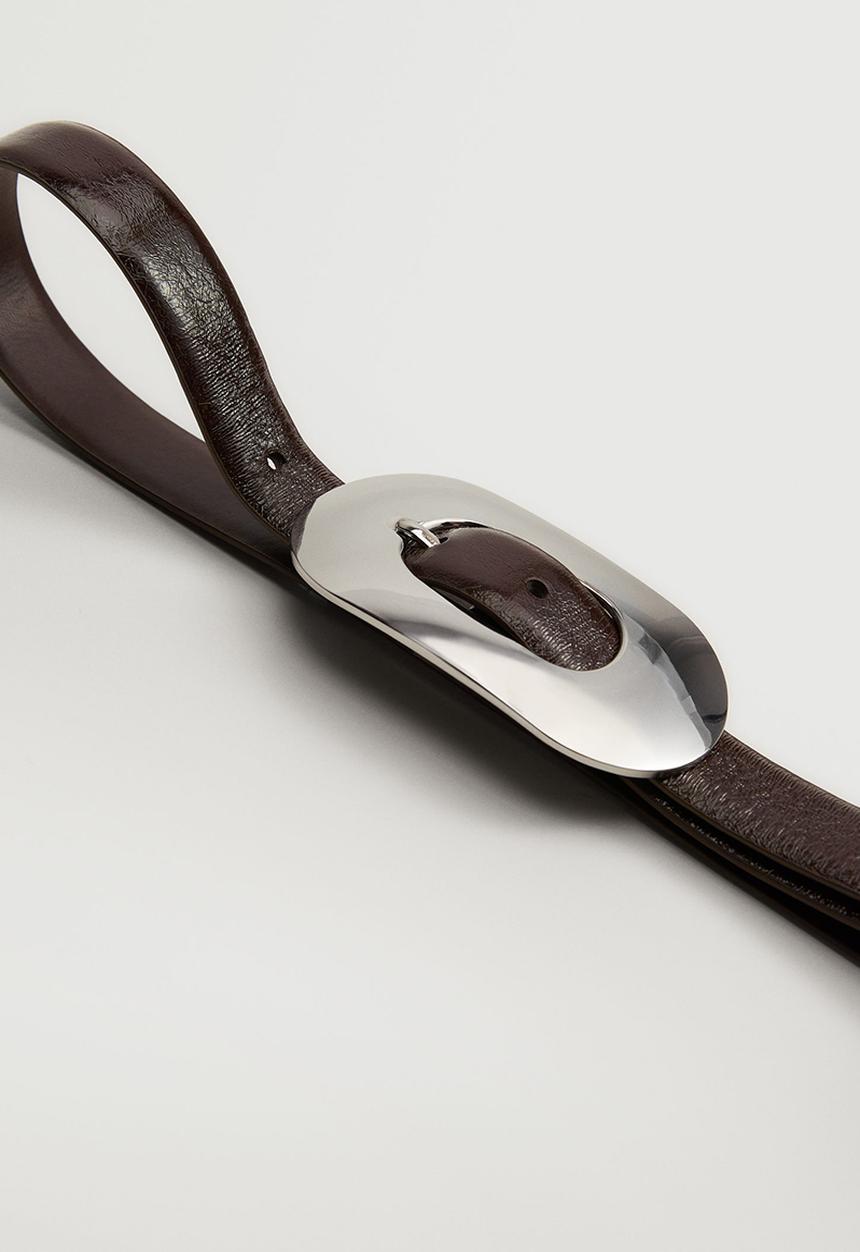 MANGO - Rounded buckle belt - brown