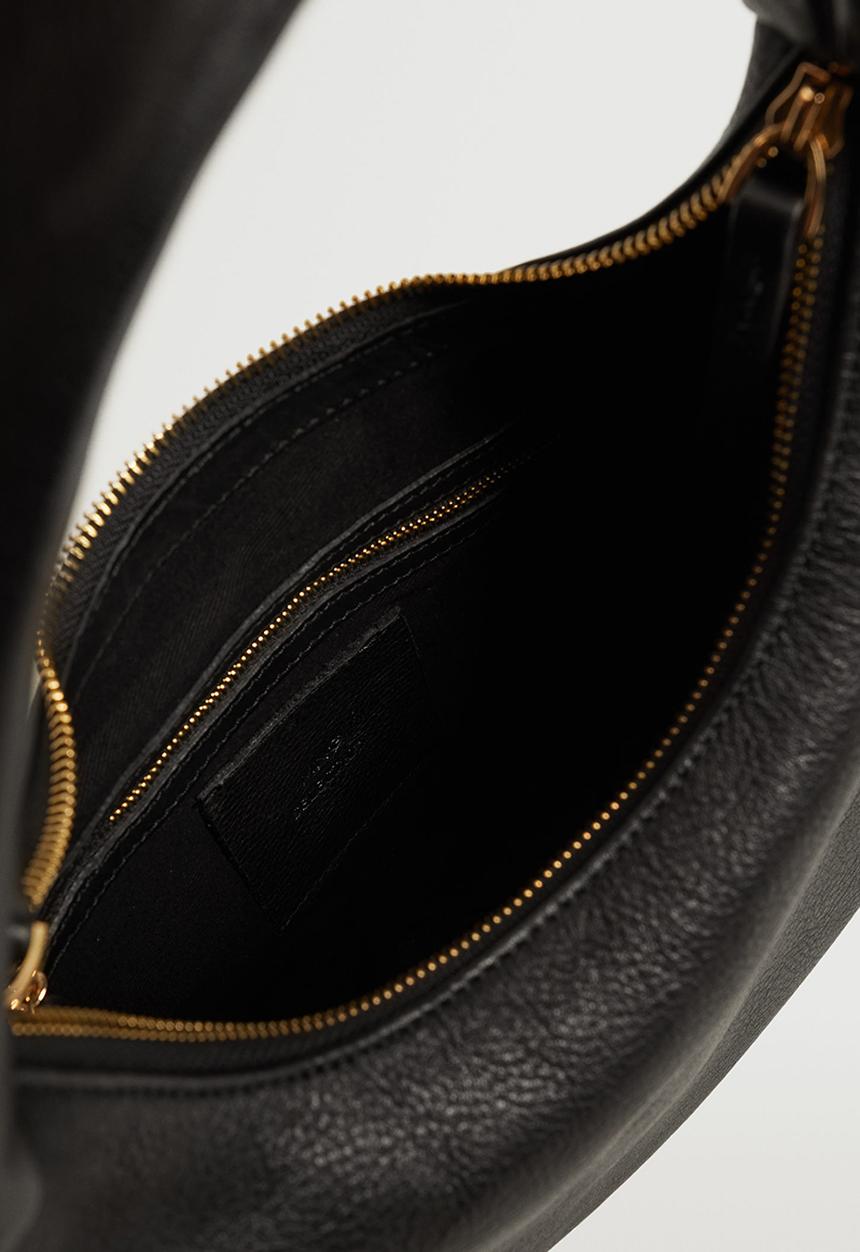 MANGO - Leather baguette bag - balck