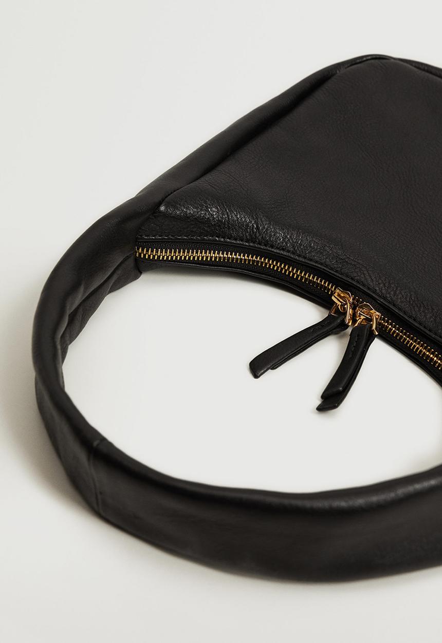 MANGO - Leather baguette bag - balck