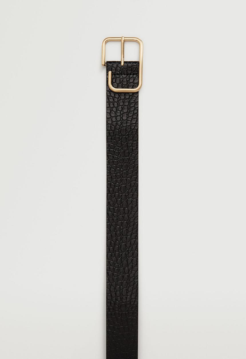 MANGO - Crocodile effect belt - black
