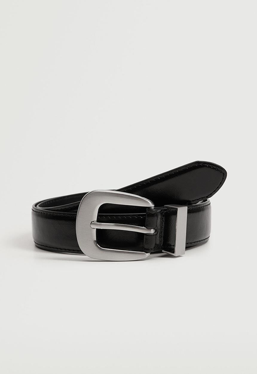 MANGO - Metal buckle belt - black