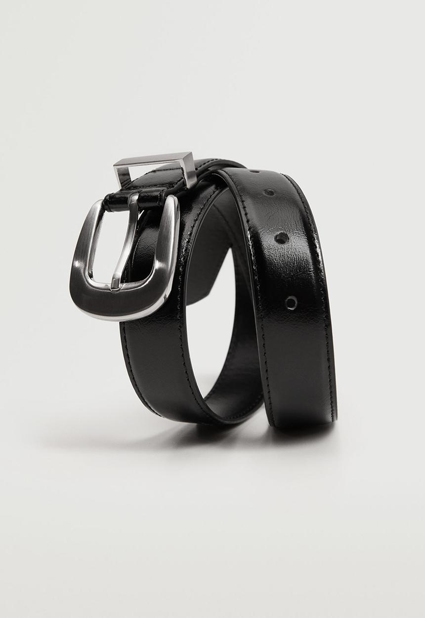 MANGO - Metal buckle belt - black