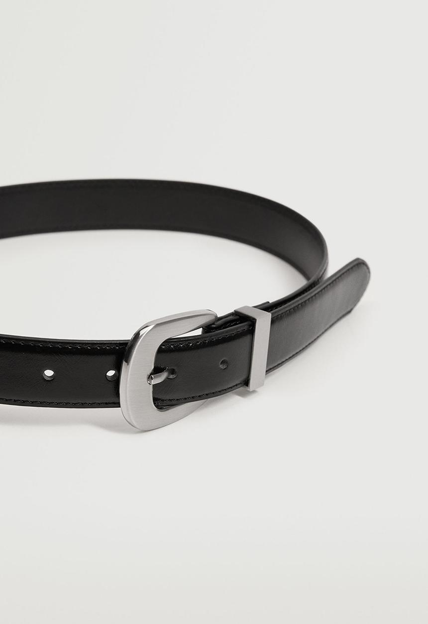 MANGO - Metal buckle belt - black