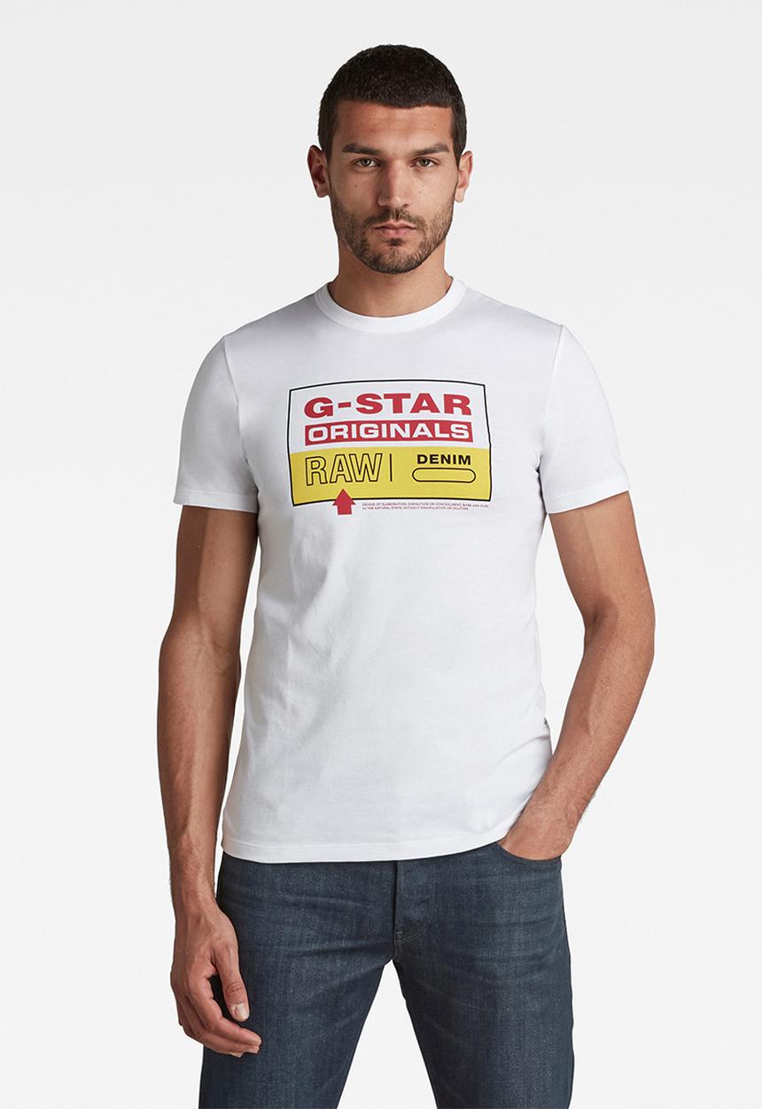 G-STAR - Color block originals slim r t - white