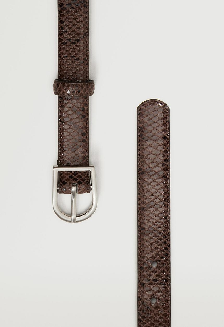 MANGO - Metal buckle belt - chocolate
