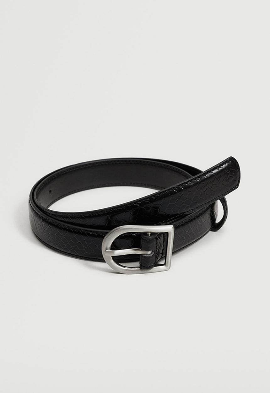 MANGO - Metal buckle belt - black