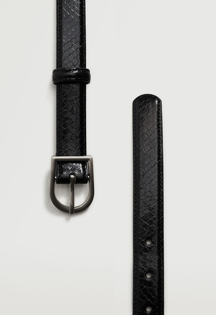 MANGO - Metal buckle belt - black