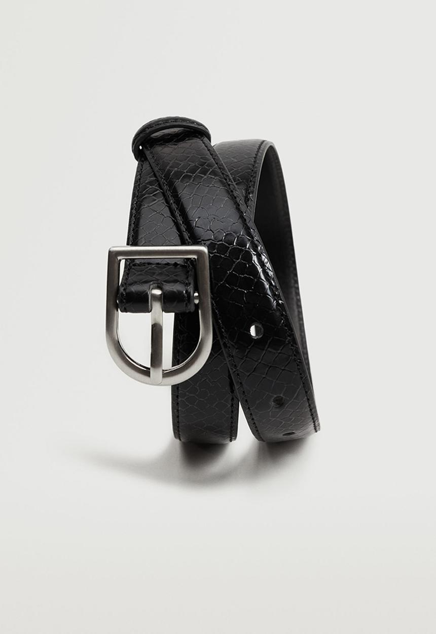 MANGO - Metal buckle belt - black