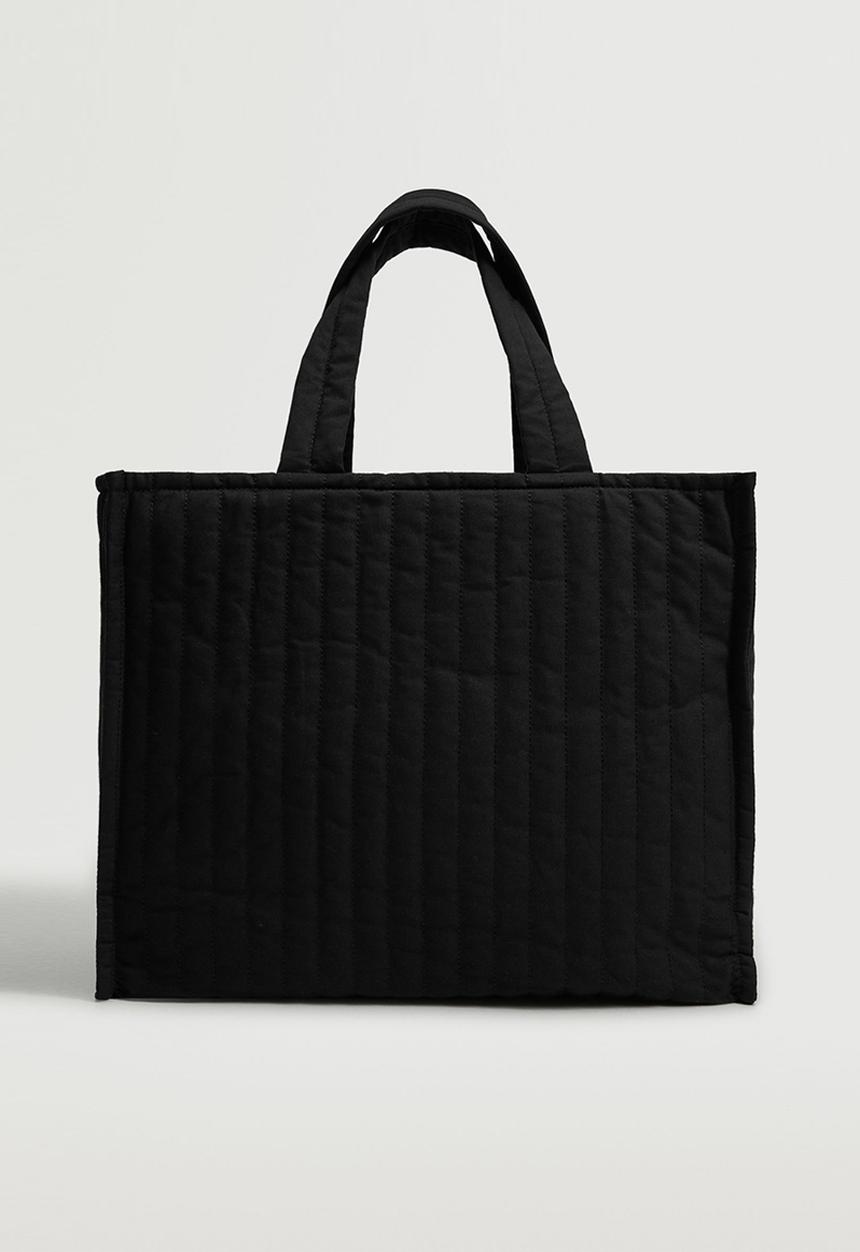 MANGO - Quilted shopper bag - black