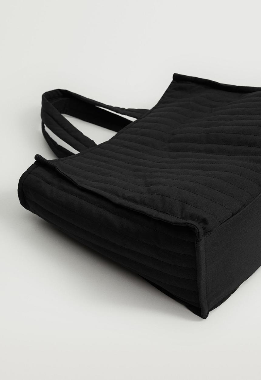 MANGO - Quilted shopper bag - black