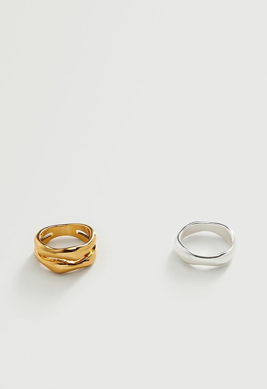 MANGO - Combined ring 2 set - gold & silver