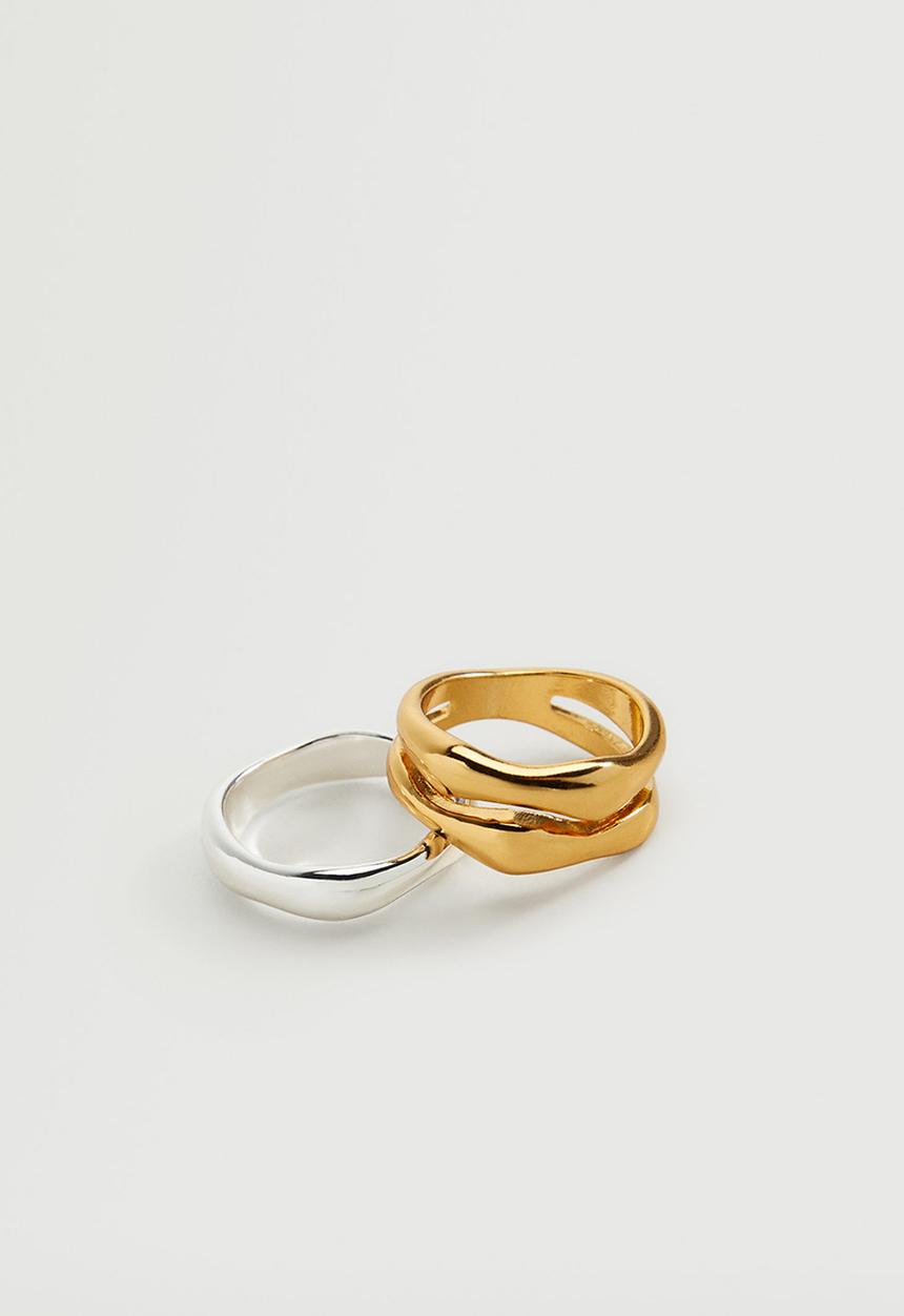 MANGO - Combined ring 2 set - gold & silver