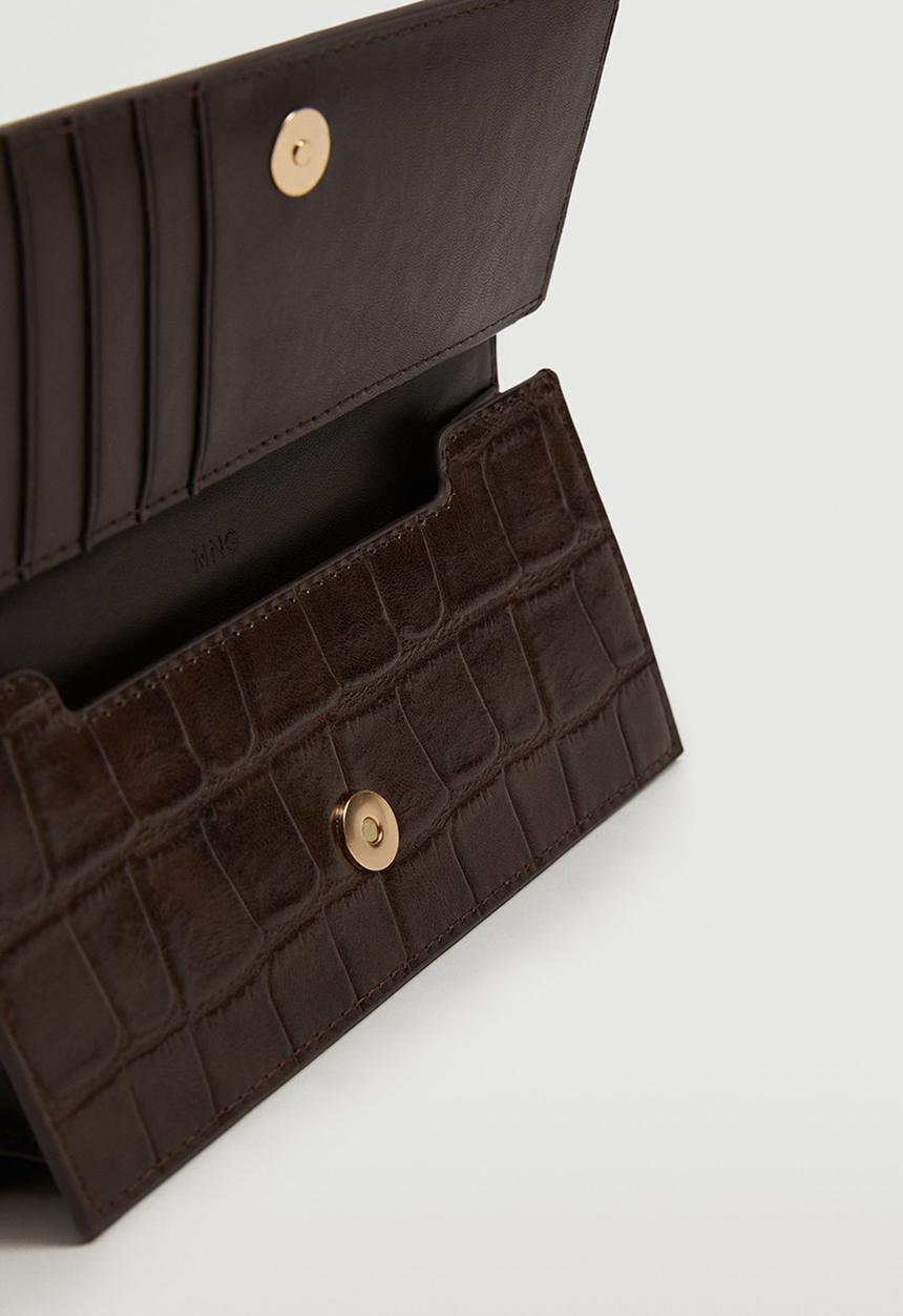 MANGO - Croc-effect wallet - chocolate