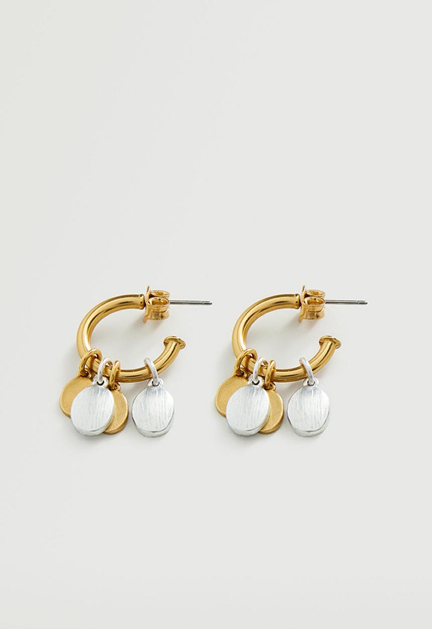 MANGO - Bead hoop earrings - gold
