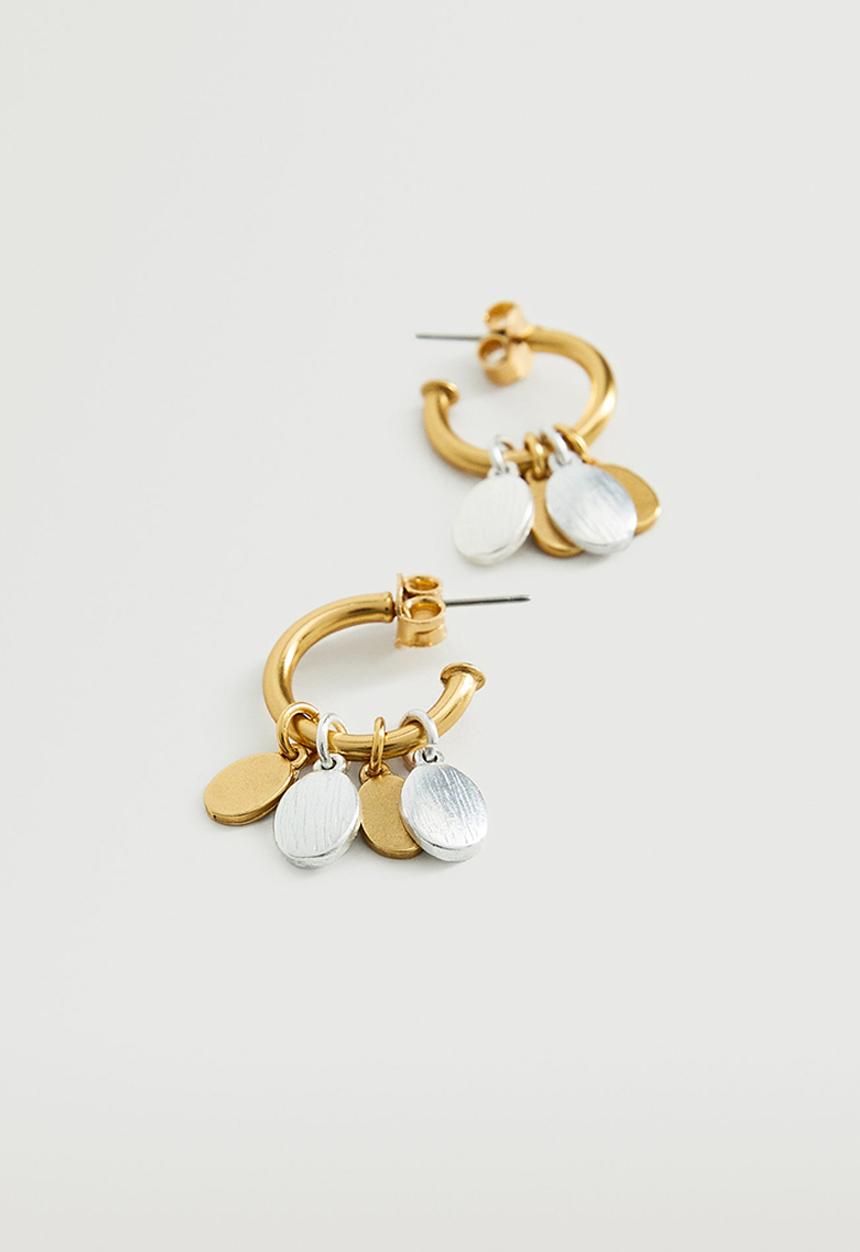 MANGO - Bead hoop earrings - gold