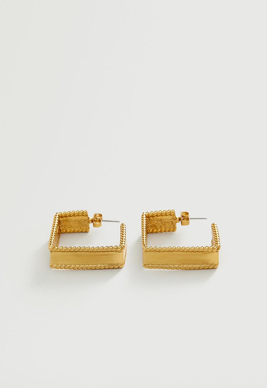 MANGO - Embossed square earrings - gold