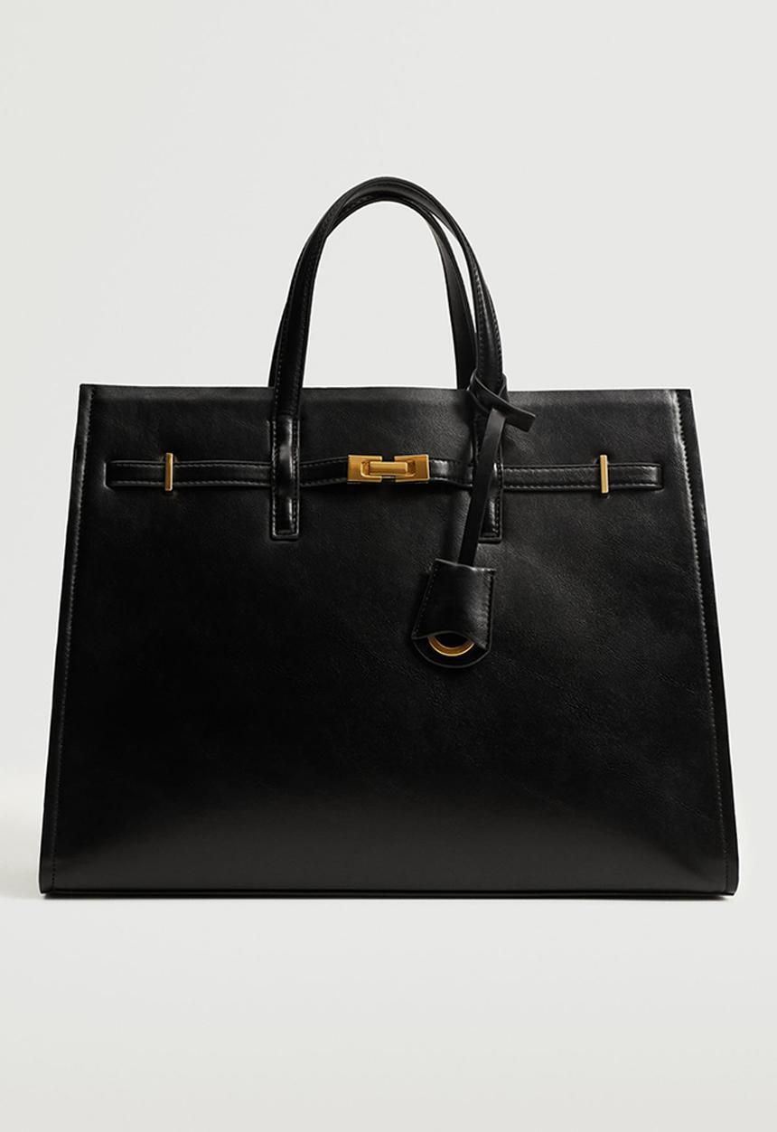 MANGO - Pebbled shopper bag - black