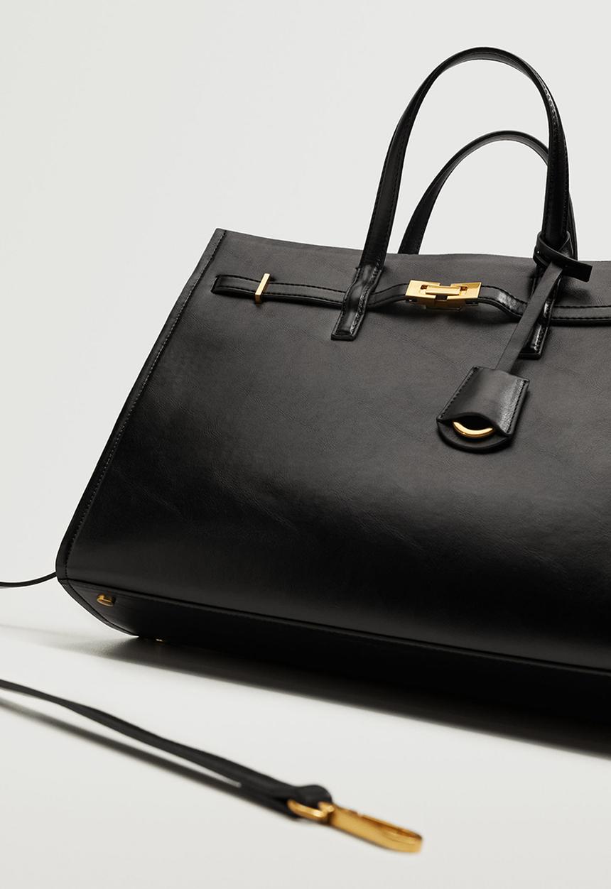 MANGO - Pebbled shopper bag - black