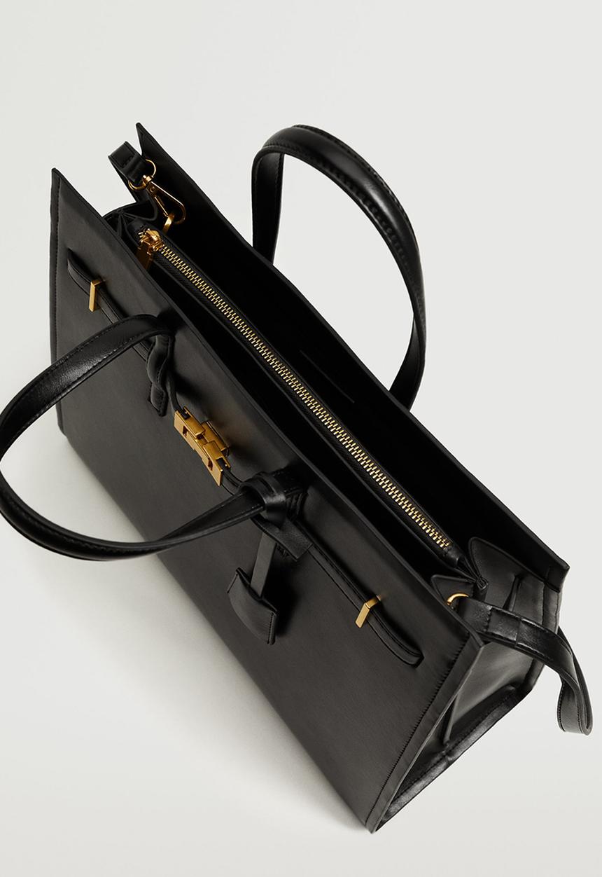MANGO - Pebbled shopper bag - black