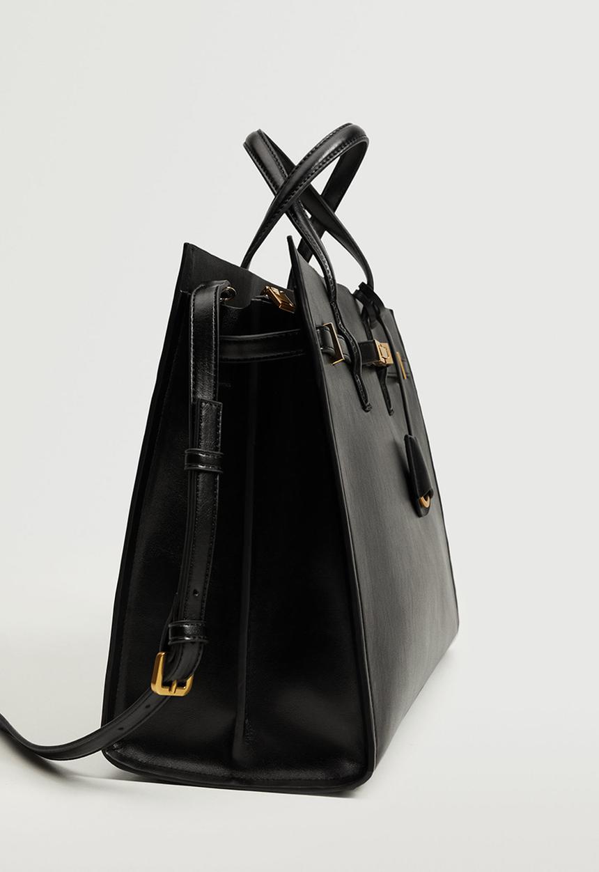 MANGO - Pebbled shopper bag - black