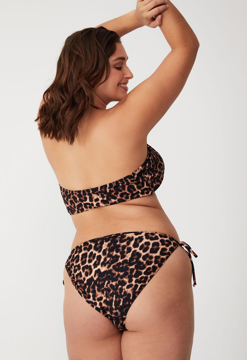 Cotton On - Curve tie side hipster cheeky bikini bottom - exotic leopard