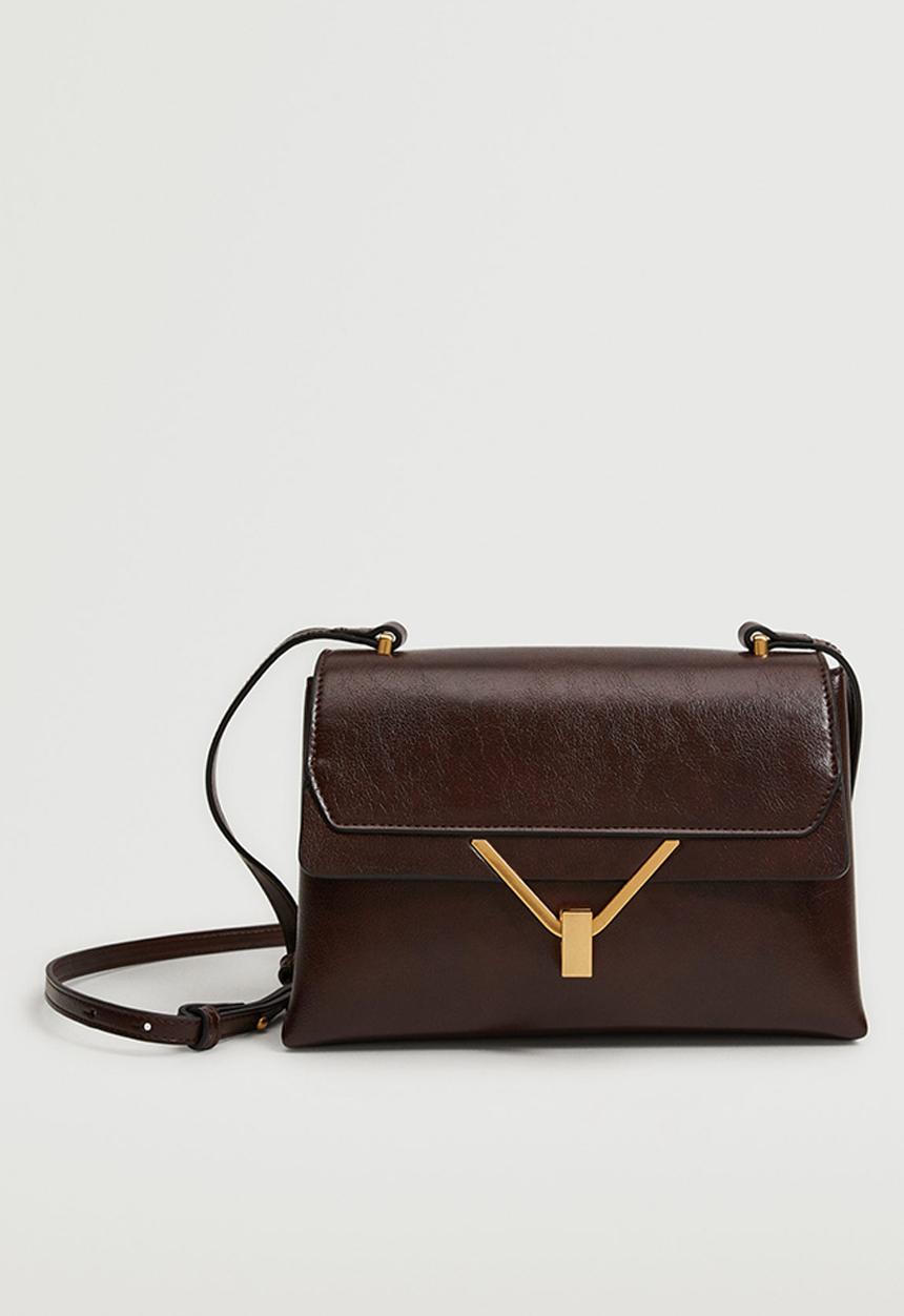 MANGO - Flap cross-body bag - chocolate