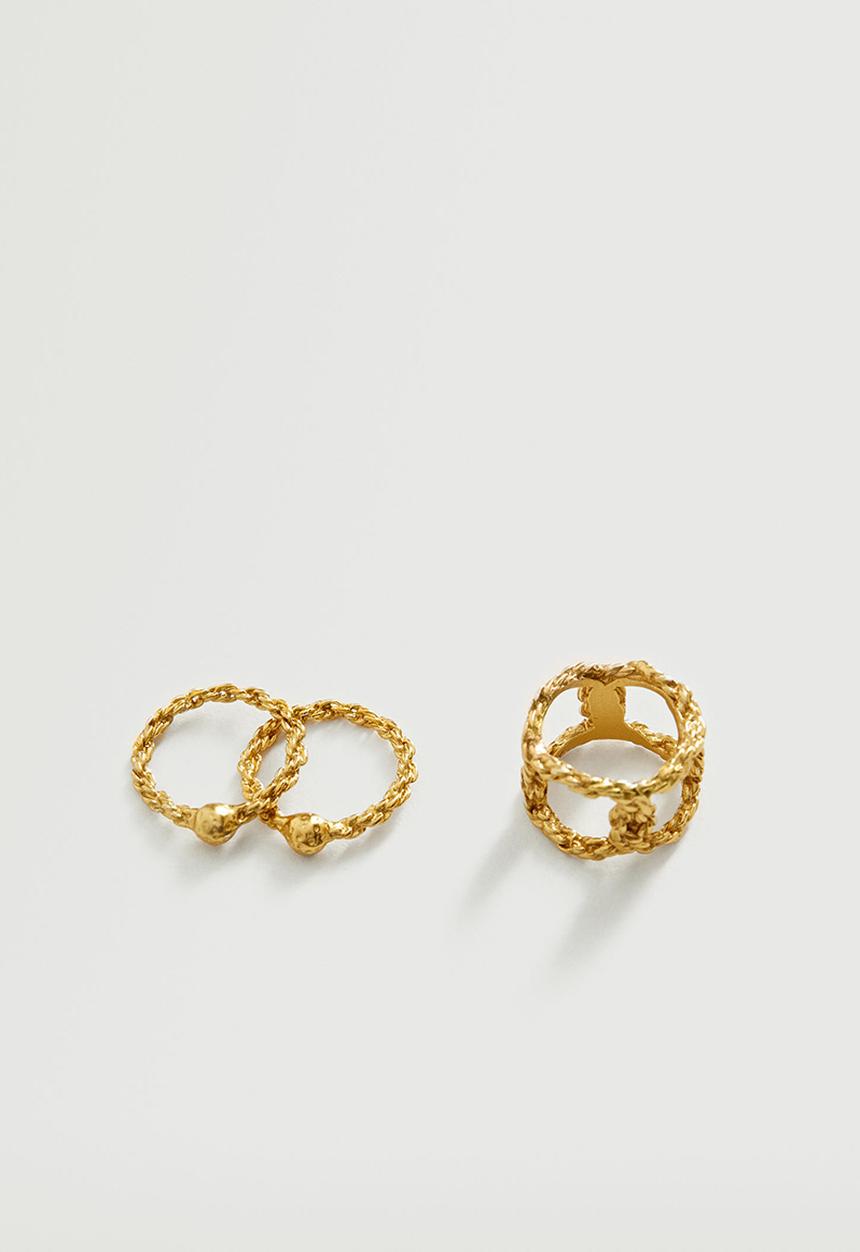 MANGO - Combined ring 3 set - gold