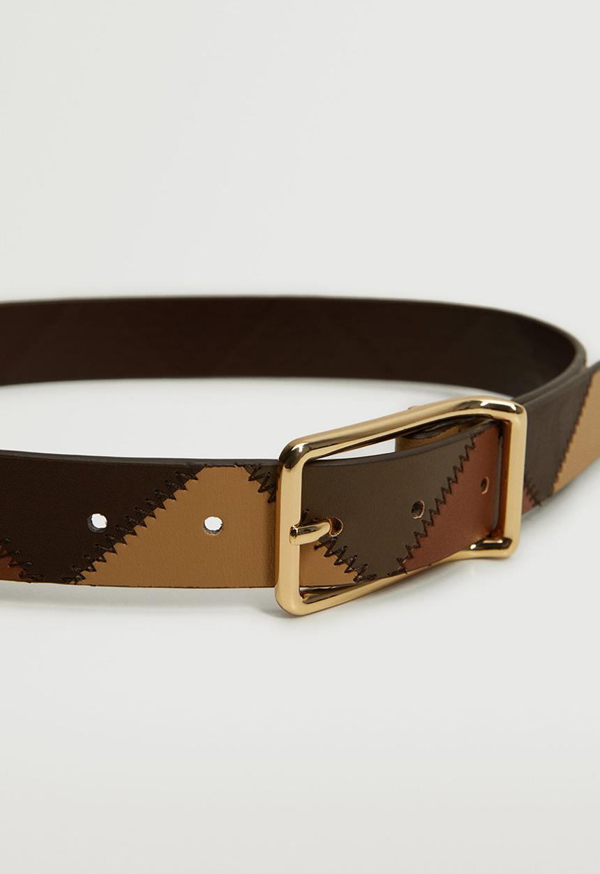 MANGO - Rectangular buckle belt - khaki