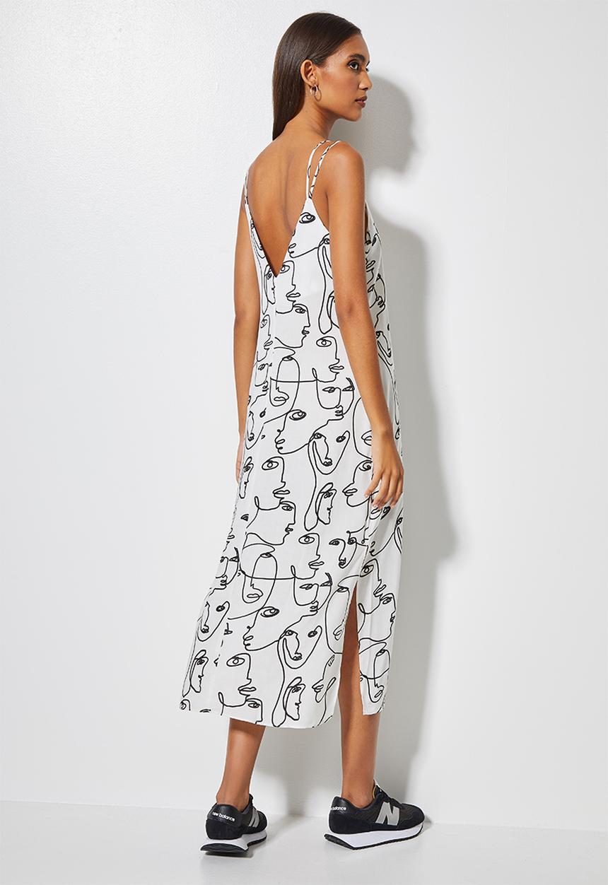 Superbalist - V-neck column dress - white & black 