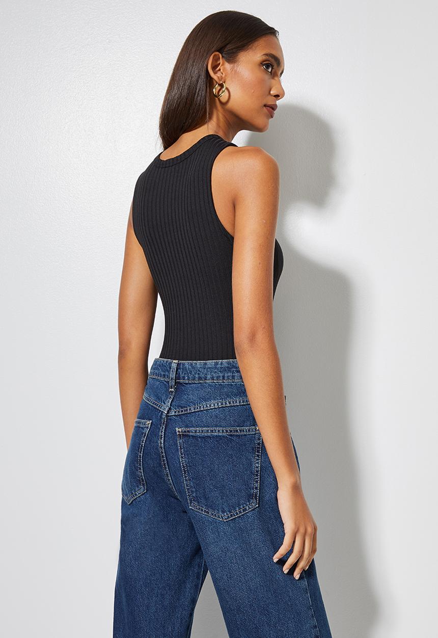 Superbalist - 2 Pack high neck cutaway bodysuit - black & white