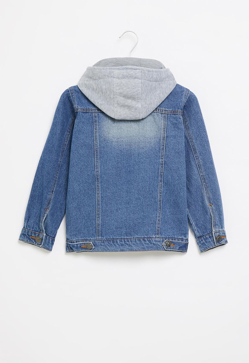 Pop Candy - Boys hooded denim jacket - blue & grey
