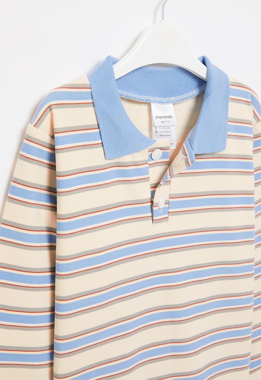 Pop Candy - Boys long sleeve stripe golfer - multi 