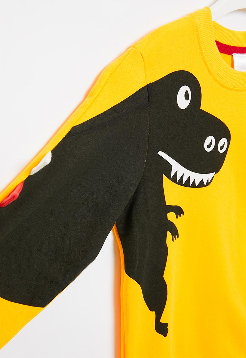 Pop Candy - Boys dino crew sweatshirt - mustard