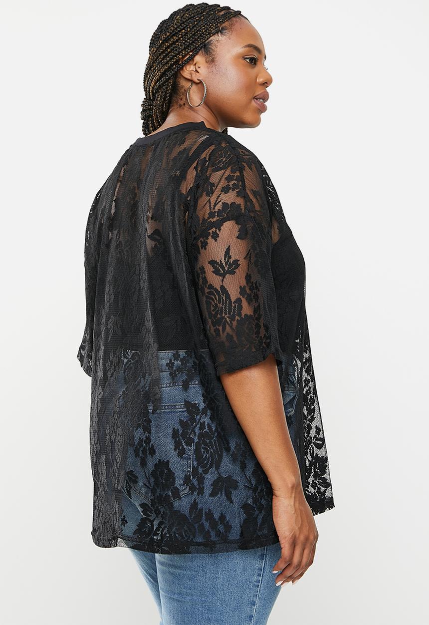 Glamorous - Plus anita lace top - black