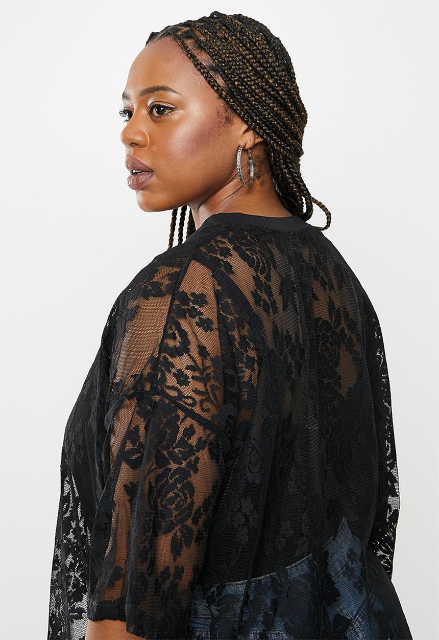 Glamorous - Plus anita lace top - black