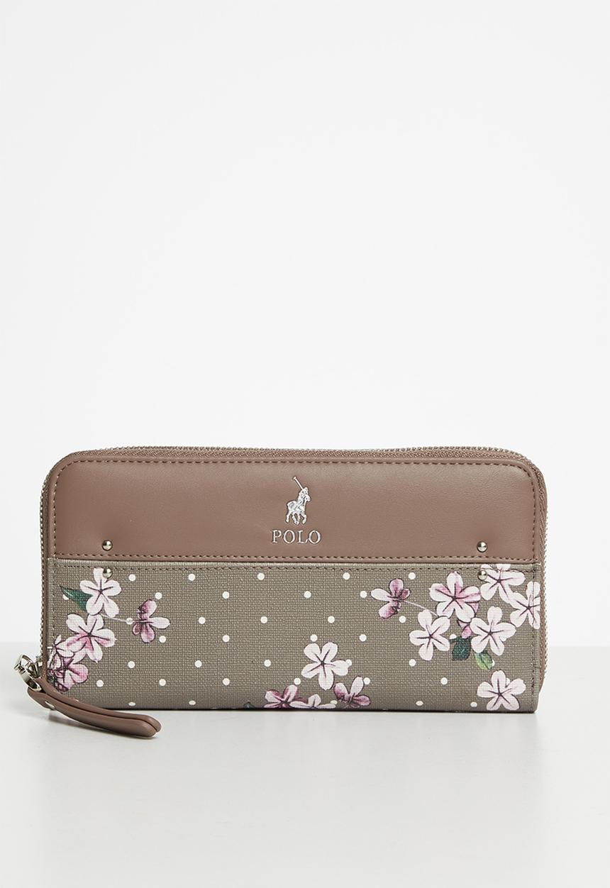 POLO - Polo floral zip around purse - taupe